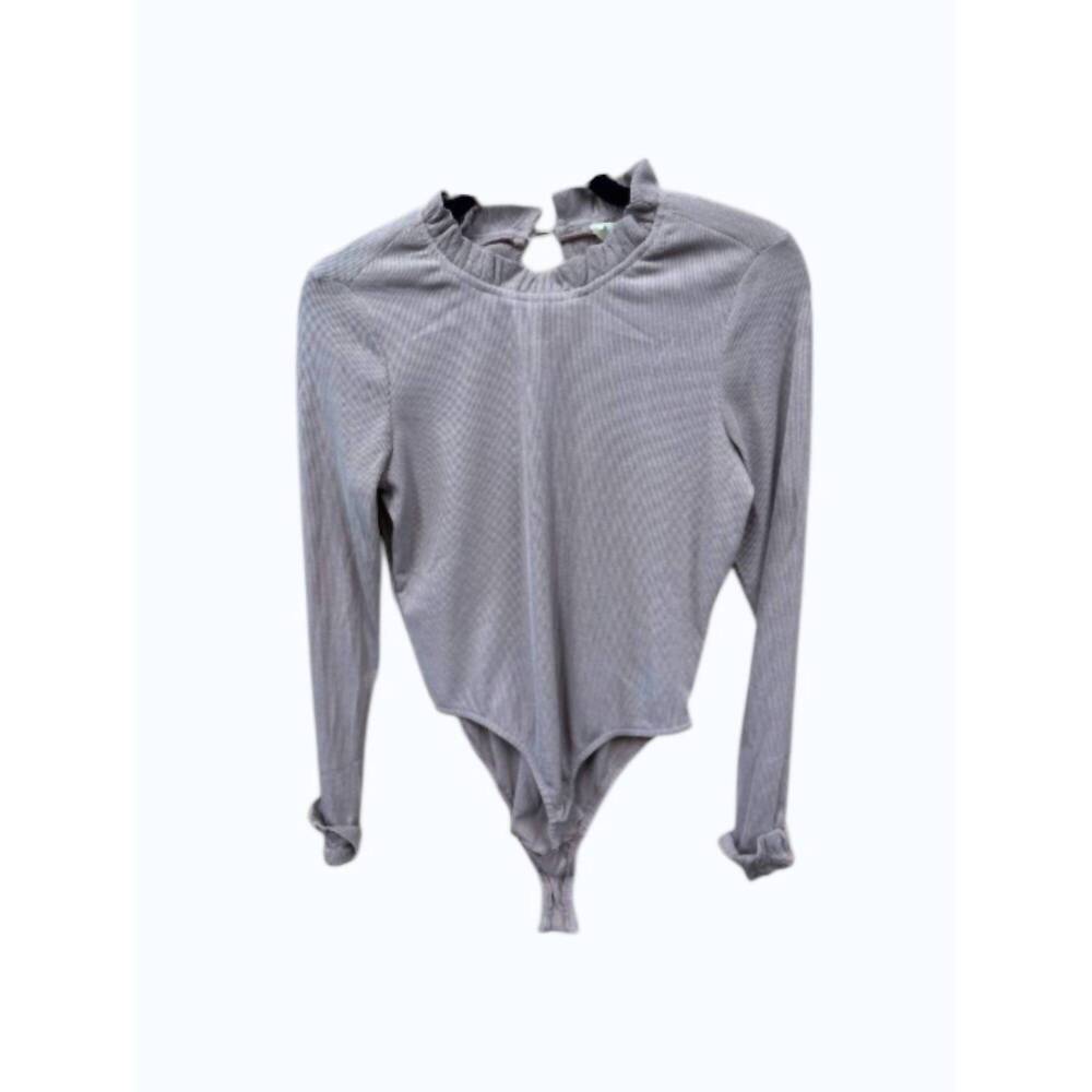 NEW LISTICLE women's ruffle ribbed bodysuit in mauve